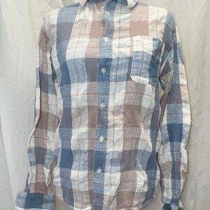 Casual Blue and White Button Down Shirt Size Small